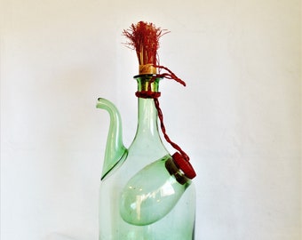 Green Glass Italian Wine Decanter Liquor Bottle Inside Italian French Country Kitchen Decor Demijohn Jimmyjohn Container Translucent Cruet