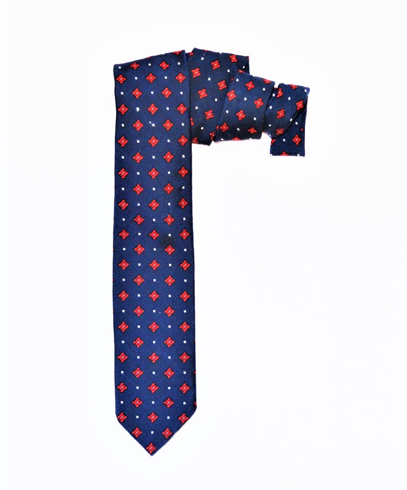 Navy Blue Red Skinny Necktie Presidential Tie Goldeck Setura Rockabilly Style Preppy Black Owned Business