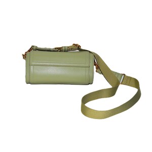 Sage Green Vegan Leather Crossbody Bag: Olive Shoulder Handbag, Camera Strap Designer Purse