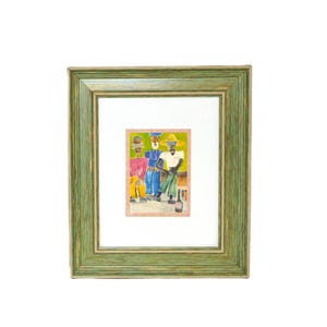 Framed Folk Art Afro American Print Wood Painting Americana Black Owned Business Shop