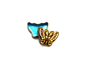 Vintage Butterfly Cloisonné Pillbox: Chinese Asian Enamel Trinket Box