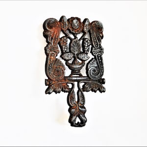 Cast Iron Trivet Potholder Wrought Iron Hot Plate Stand Rustic Fleur di Lis Country Kitchen Black Owned Business Shop