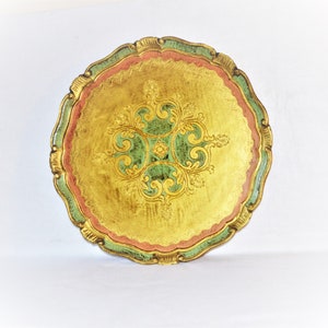 Großes Florentiner Tablett: Italienisches Holztablett im Rokoko-Stil