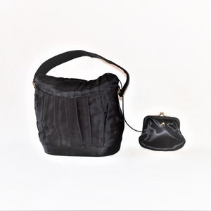 Black Evening Bag Rockabilly Style Handbag Small Silk Coin Purse Corset Brand Vintage 50&#39;s Mid Century Pocketbook Black Owned Business Shop