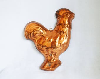 Copper Rooster Mold Chicken Wall Decor Hanger Bird Cake Jello Metal Baking Pan Animal Country Farmhouse Kitchen Decor Black Owned Business