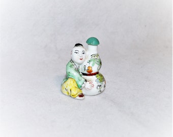 Vintage Asian Perfume Bottle: Vanity Table Decor, Japanese Green Yellow Decorative Collectible