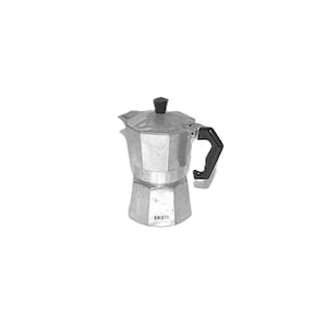 Vintage Italian Stovetop Espresso Maker Zanzibar Bialetti Moka 2-4 Cup Pot Made in Italy Silver Stainless Steel Coffeepot Black Owned
