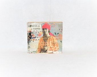 Vintage Decoupage Affirmation Wall Art: Patience is a Virtue, German Artist Calue