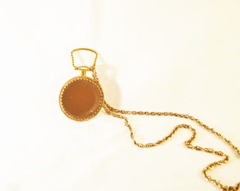 Vintage Gold Mirror Pendant: Christmas Decoration, Victorian Necklace, French Rococo Pocket Watch Fob