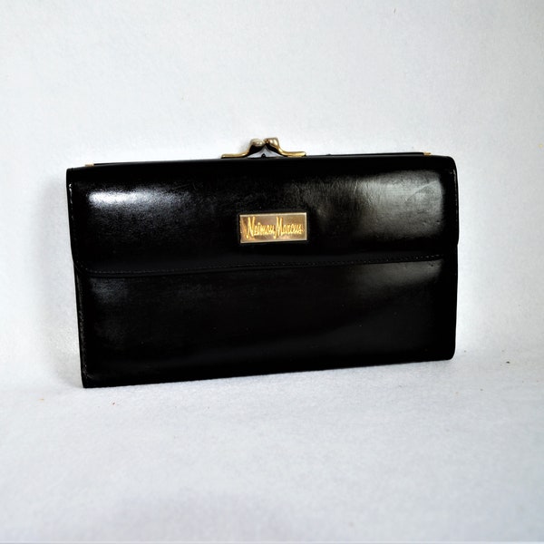 Black Leather Wallet Patent Gold Designer Long Large Purse Handbag Luxury Neiman Marcus Black Owned Business Shop