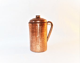 Copper Pitcher Watering Can Covered Lid Dish Hammered Black Owned Business Shop