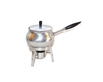 Juego de olla pequeña para fondue: Utensilios de cocina escandinavos plateados, utensilios de cocina de aluminio daneses, suecos y noruegos.