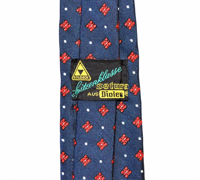 Navy Blue Red Skinny Necktie Presidential Tie Goldeck Setura Rockabilly Style Preppy Black Owned Business