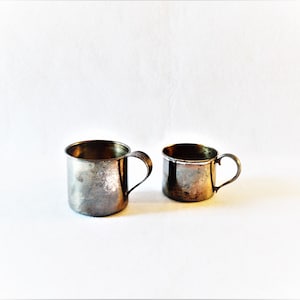 Small Silver Cup Teacup Coffee Mug Set of 2 Baby Victorian 259 Silverware Tableware Drinkware Dish Serving Planter Black Owned Business Shop