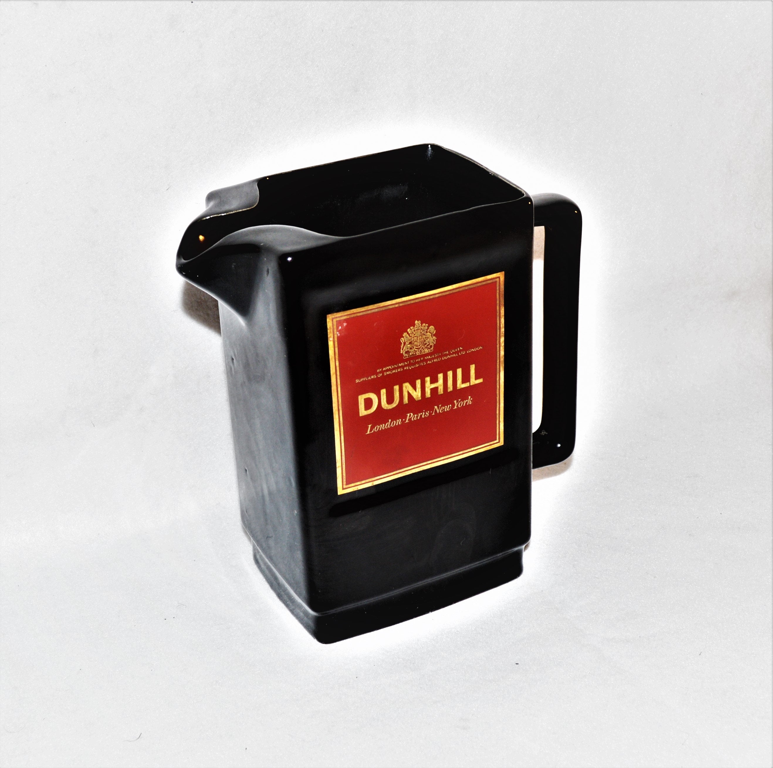 Mid Century Barware: Dunhill Whiskey Decanter, Black & Gold Carafe