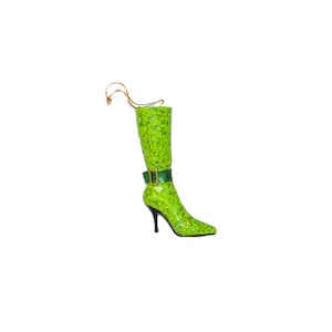 Boot Shoe Ornament Christmas Vintage Miniature Tiny Small Holiday Decor Green Gold Black Owned Business Shop