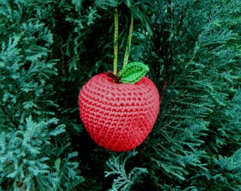 valentines day gift for her, crochet red apple, baby shower gift, gift for best friend, travel gift for kids, baby gym toys, baby mobile toy