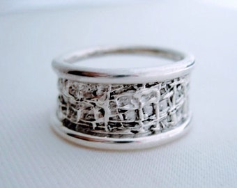 Textured band sterling silver, rustic silver ring, rich texture band