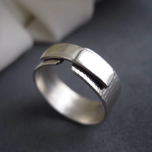 Wide sterling silver ring, sterling silver ring band, silver band, silver ring unisexe, made in Québec, sterling silver ring