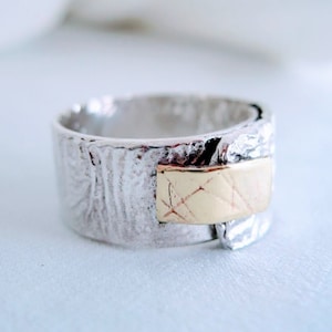 Wide sterling silver ring, textures sterling silver ring band, silver band
