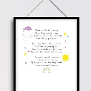 Baby Handprint Keepsake Print, Fingerprints Poem, Nursery Wall Art, New Baby Gift, Nursery Decor, Kids Bedroom, Playroom Art
