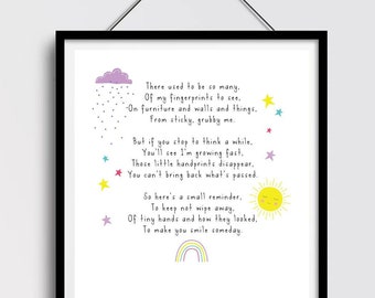 Baby Handprint Poem Keepsake Print: Nursery Wall Art