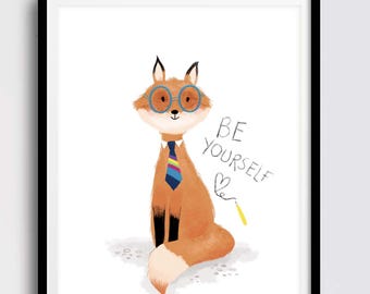 Be Yourself Fox Art Print Illustration