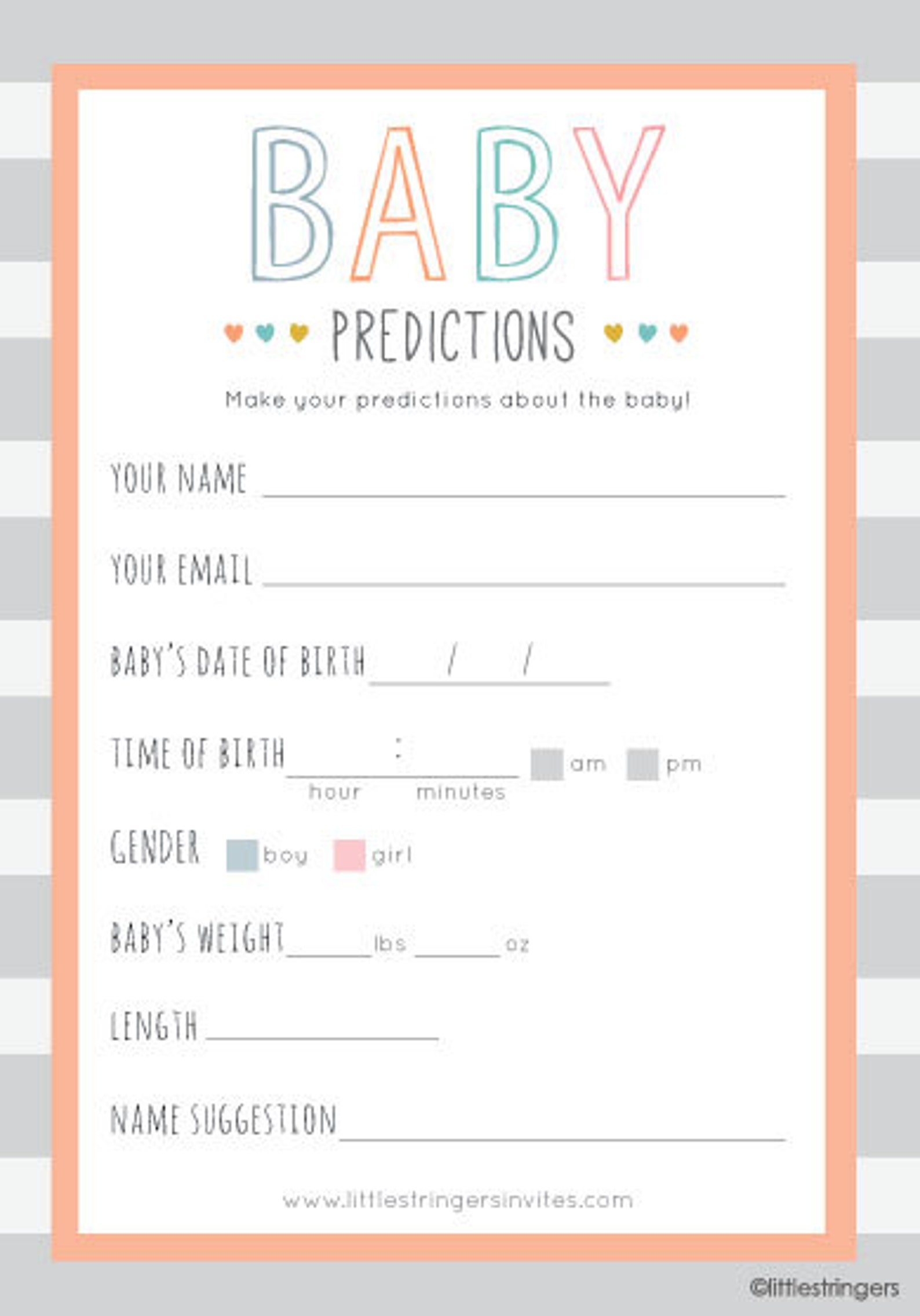 Instant Download Printable Illustrated Baby Shower Game, Baby Shower ...