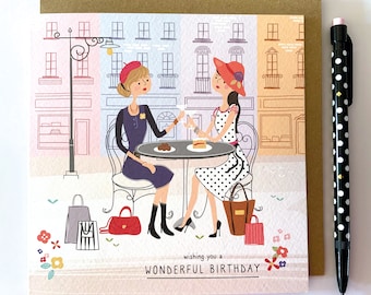 Ladies Who Lunch Illustrated Card: Birthday, Friendship Card