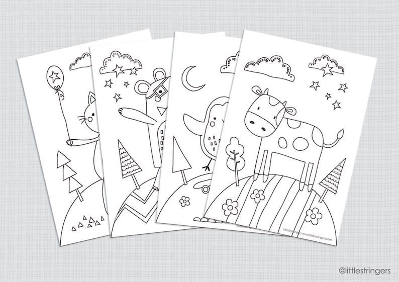 Kids Colouring In Sheets, Kids Activity, Coloring Pages, Kids Wall Art, Kids Room Decor, Fun Animals Printable Instant Download image 1