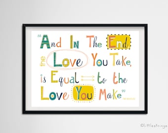 The Beatles 'The End' Lyrics Print: Illustrated Song Art
