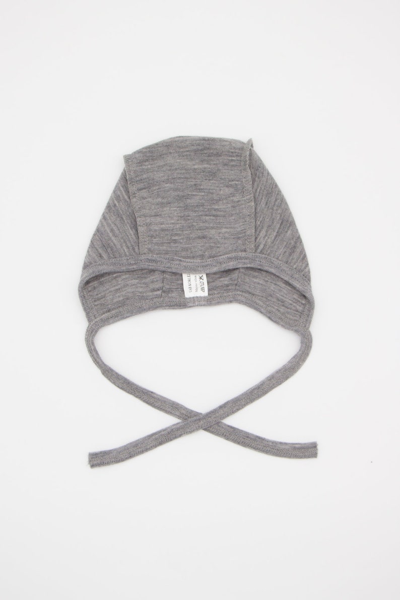 Merino wool baby cap/ free shipping/ seams inside out merino wool baby cap/newborn's baby cap with the strings/KR-189 image 7