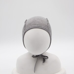 Merino wool baby cap/ free shipping/ seams inside out merino wool baby cap/newborn's baby cap with the strings/KR-189 image 3