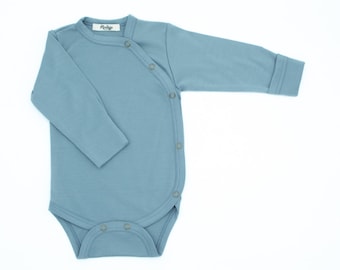 NEW! Baby merino wool onesie with mittens/ Toddler merino bodysuit/ Toddler merino onesie