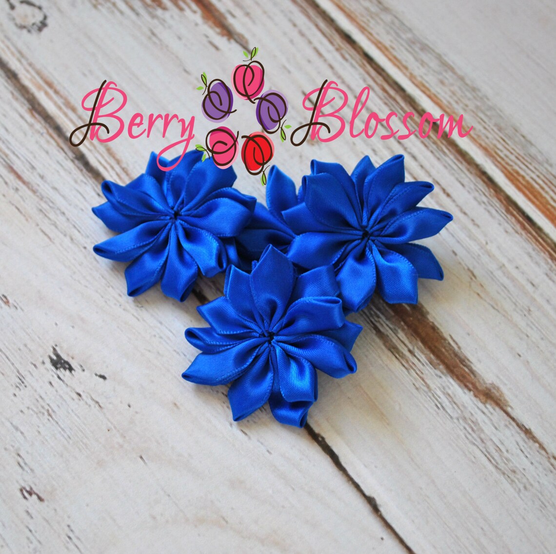 Royal Blue Satin Ribbon Flower 2 Inch Size Small Satin | Etsy