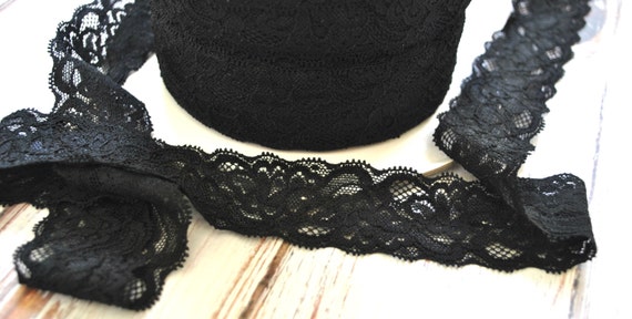 Black 5 Yard Lace 1.5 Inch Size Stretch Lace Wedding | Etsy