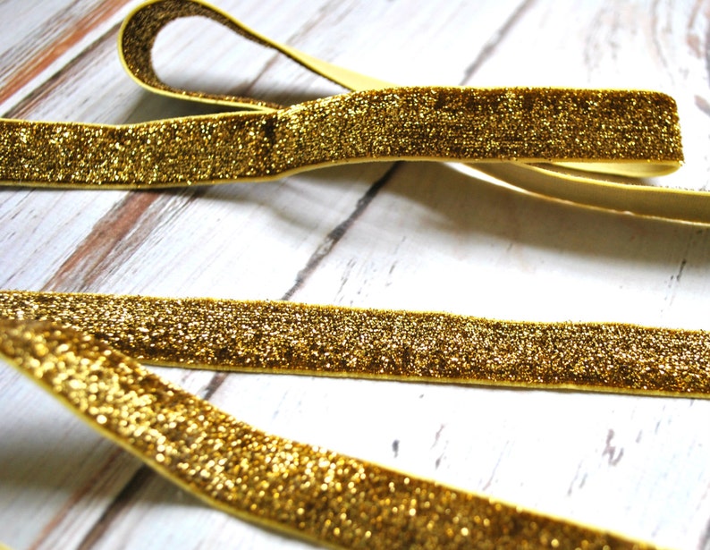 Gold Glitter Stretch Elastic 1 or 5 Yard 5/8 Inch Elastic by Etsy