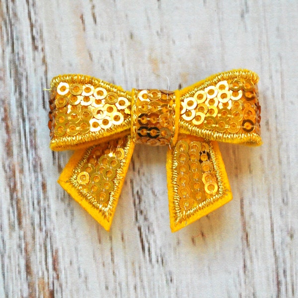 Golden Sequin Bows 3pc- 1.75" inch  - bow accessory - bow appliques