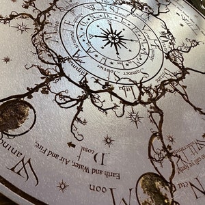 Wheel of the Year deep laser carved hand finished calendar altar tile with Lunar phases and incantation (Amethyst)