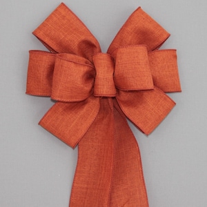 Burnt Orange Fall Wreath Bow - Rustic Fall Bow, Fall Decorations, Thanksgiving Decorations