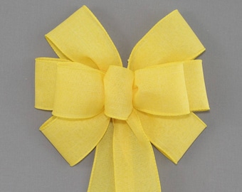Lazo rústico amarillo para corona - Lazo para corona de Pascua, Lazo rústico de primavera, Disponible en 31 colores