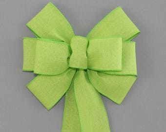 Lime Green Rustic Wreath Bow - Easter Wreath Bow, Spring Rustic Bow  - available in 20 colors