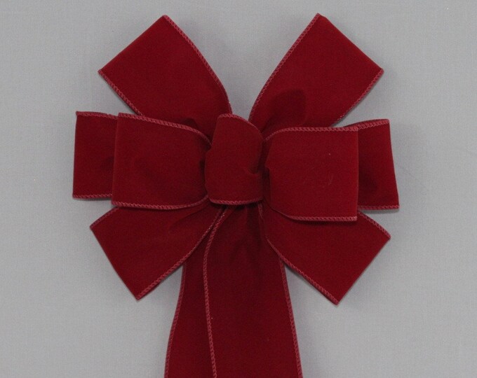Burgundy Velvet Wire Edge Christmas Bow 12 Color Options Etsy