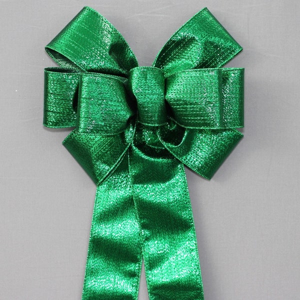 Emerald Green Metallic Wreath Bow - St. Patrick's Day Wreath Bow, Christmas Wreath Bow