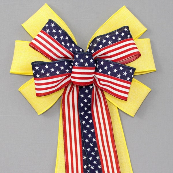 Military Support Our Troops Patriotic Flag Wreath Bow - 4th of July Wreath Bow, Support our Troops Bow, Memorial Day Bow