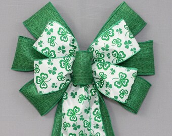 Sparkle Shamrock St. Patrick's Day Wreath Bow  - St. Patrick's Wreath Bow, Party Decorations