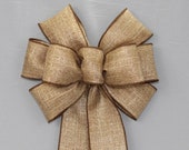 Rustic Natural Gold Fall Wreath Bow - Fall Wreath Bow, Rustic Fall Bow, Fall Burlap Bow, Fall Decorations, Thanksgiving Decorations