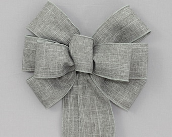 Gray Rustic Wreath Bow - Gray Wreath Bow, Rustic Fall Bow, Fall Decorations, Available in 31 colors