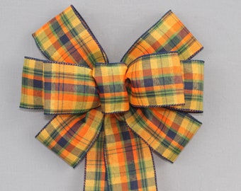 Fall Jamie Plaid Wreath Bow - Fall Decorations, Thanksgiving Decorations, Fall Plaid Bow, Available in 2 sizes