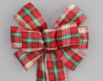 Christmas Lodge Plaid Wreath Bow - Christmas Wreath Bow, Christmas Bow, Christmas Garland Bow